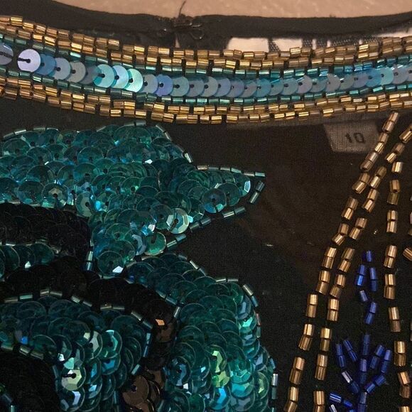 VINTAGE Silk Beaded Evening Top Blouse NiteLine Size 10 - Picture 4 of 10